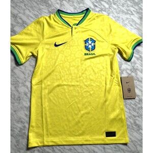 Nike Brazil 2022-2023 Home Soccer Jersey Youth Kids Large Yellow DN0824-742